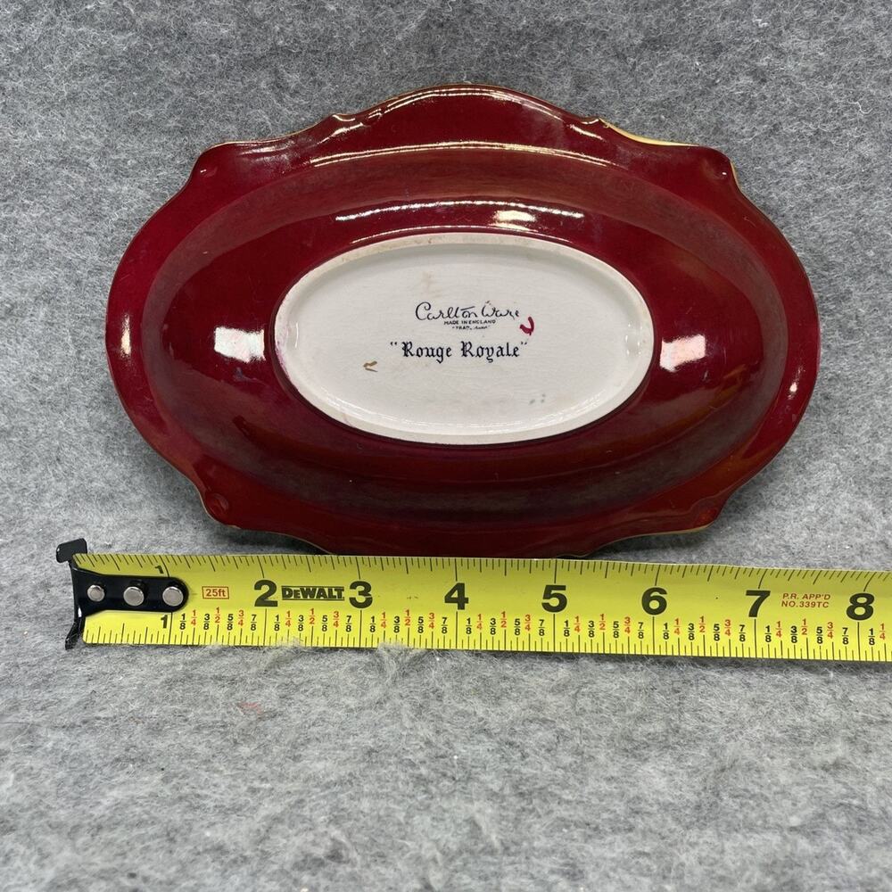 Carlton Ware Handpainted Rouge Royale Gold Gilded Plate Leaf Shaped Trinket Dish - Picture 3 of 9